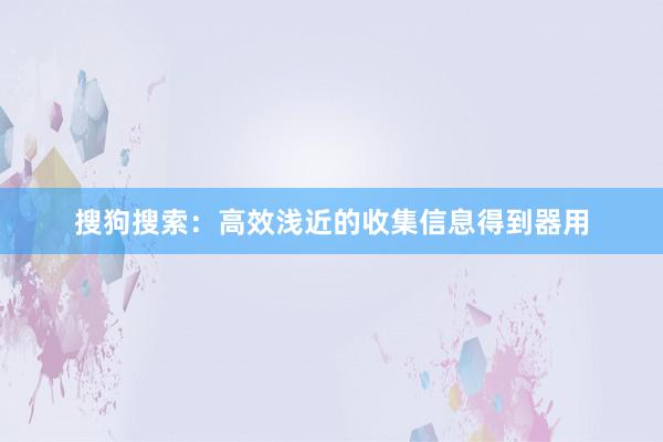 搜狗搜索：高效浅近的收集信息得到器用